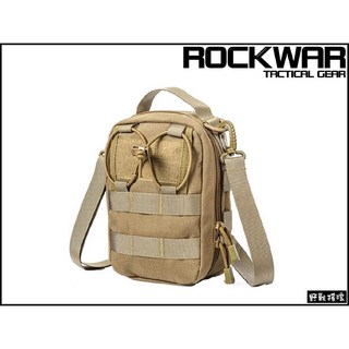 【野戰搖滾-生存遊戲】ROCKWAR 側背式戰術醫療包 黑色 側背包 急救包 雜物包 單肩包 特警勤務包 迷彩腰包, 狼棕色, 1個