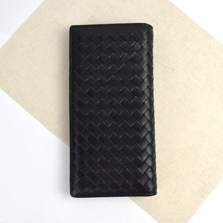 真皮編織菱紋長夾