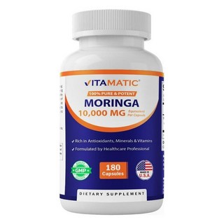 미국 비타메틱 Vitamatic Moringa Capsules 모링가 10 000mg 캡슐, 4개, 180정