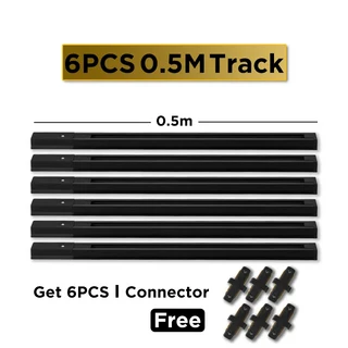 LED 트랙 라이트 레일 2 와이어 전기 0.5M 1M 스팟 Led 램프 조명 파자마 매장 스포트, 06 6 PCS 0.5 rail 5PCS, 02 Black, 1개