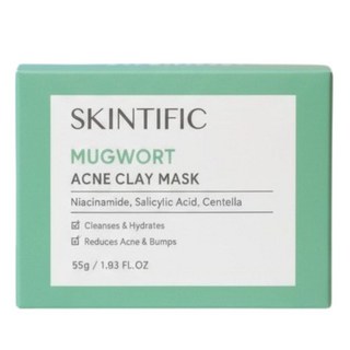 SKINTIFIC 苦艾草淨膚泥膜，深層清潔毛孔，舒緩痘痘肌膚，平衡油脂分泌, 1個, 1個裝
