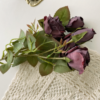 드라이플라워 미니 말린 건 장미 조화 로즈 6color 꽃다발, 딥퍼플, 1개