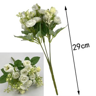 仿真花迷你小玫瑰花束 假花婚禮裝飾手捧花 花藝人造花 居家裝飾, 1個, 1束迷你小玫瑰白【3束起發貨】, 1束迷你小玫瑰白【3束起發貨】
