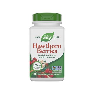 Nature's Way Herbal Hawthorn Berries 전통적인 심장 건강 지원* 비건 캡슐 100개 (포장은 다를 수 있음), Nature's Way Herbal Hawthorn B, 1개