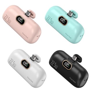 PGPFNG 도킹형 고속충전 PD 22.5w 일체형 휴대용 미니 보조배터리 C타입, 블랙