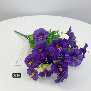 尤加利牽牛花仿真綠植 家居婚慶裝飾插花擺設 拍照道具假花, 紫色, 1個