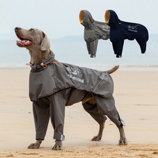 강아지 중대형견 커버업 레인코트 바디수트 우비 중형견 대형견, 1개, 그레이