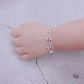 小孩純銀手鍊《親子》愛心 十字架 星星 縷空 鈴鐺吊飾 純銀手鍊 S925。正生純銀