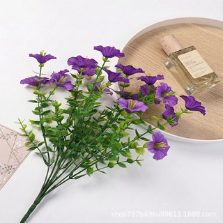 防晒仿真牽牛花懸掛吊籃植物假花壁掛 婚禮家居庭院裝飾, 7叉紫色, 1個