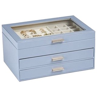 PORA BELLA 手提皮革首飾盒, 藍色