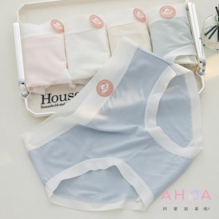 AHUA 阿華有事嗎 馬卡龍色白邊輕薄透氣內褲 I0094 女生內褲 流行少女內褲 可愛內褲, 藍色,L