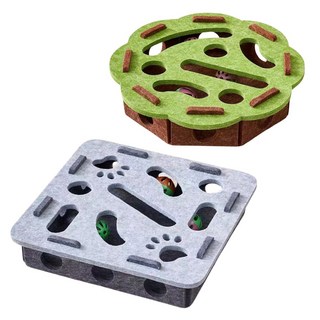 리브봄 고양이 미로 공놀이 스크래쳐 퍼즐 셀프 장난감, 1세트, 초록+연회색