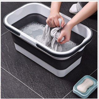 可折疊多功能桶 髒衣服收納 拖把桶 提水桶 便攜式折疊水桶 多功能提水拖布桶 便攜式塑料手提水桶, 1個, 16L（可超取2個）,45.5*28.2*21.7