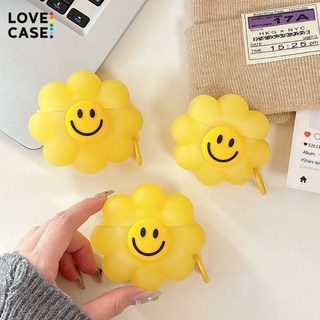 立體黃色小花 AirPods Pro3/Pro2/1/2/3 矽膠耳機保護套, 1個, 耳機套+掛飾,AirPods Pro/Pro2