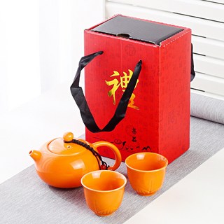 柿柿如意精美茶具套裝 泡茶壺 茶具組 禮物 送禮自用皆宜 隨身茶具 戶外泡茶, 西柿（喜事）如意簡易盒兩杯裝, 1個