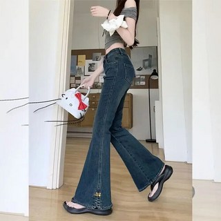 부츠컷 와이드핏 여성 청바지 겨울 빅사이즈 빈티지 트임 하이웨스트 슬림핏 admr4