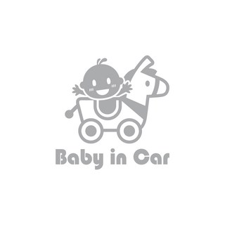 BABY IN CAR 汽車貼紙 反光貼紙 透明底貼紙 可愛寶寶圖案 反光安全警示 透明底不影響車身, 01, 1個