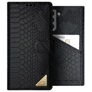 갤럭시 A90 5G (SM-A908) 스네이크 천연소가죽 다이어리 지갑형 휴대폰 케이스