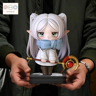 【現貨】【抱漫閣】POPO STUDIO Q版冬裝芙莉蓮手辦 動漫二次元可愛桌面模型擺件, 1個, Q版芙莉蓮 高約17cm 優質典藏版,【全塗裝首批次 SSS+升級精美面雕】