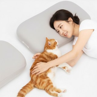 LareinaT 모찌 소프트 메모리폼 베개 말랑 숙면 낮은 배게, 1개, 그레이