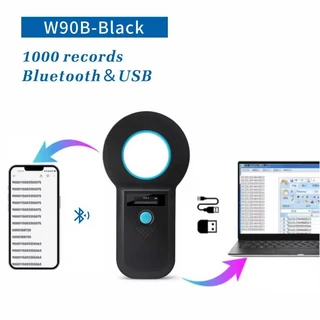 쿠쿠스토어 블루투스 마이크로 칩 리더 휴대 OLED 애완 동물 스캐너 토끼 가축 고양이 개를위한 134.2khz I, 02 검정색