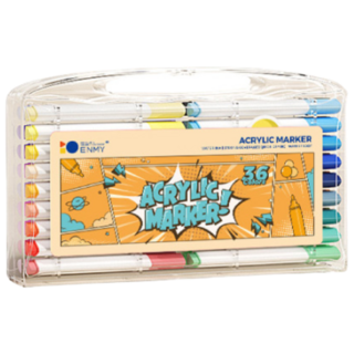 ENMY 丙烯馬克筆套裝80色，水性無毒快乾，高覆蓋多材質適用，兒童安心繪畫創作, 36個, 1套