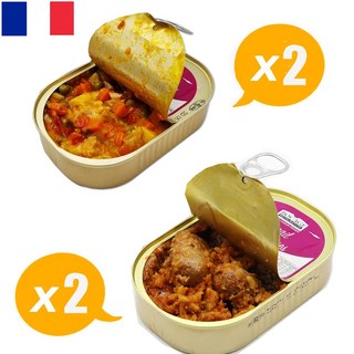 보카쥬 소시지리조또2 치킨커리2 프랑스전투식량 RCIR 해외비상식량 세계비상식 재난식 보존식, 4개, 285g