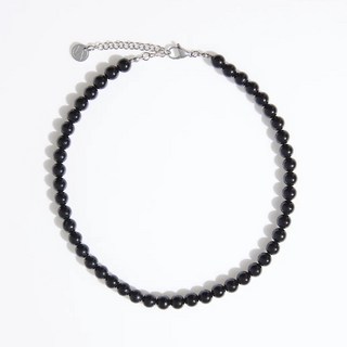 MIXTURE. MP011 天然石黑瑪瑙石圓珠項鍊，簡約時尚，提升個人魅力