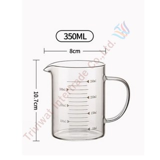 嗨购 Triviwat 硼矽酸鹽玻璃量杯 - 耐熱烘焙和咖啡燒杯 微波爐安全(Boro 3.3、150 C/-20 C), 1個, 350 毫升