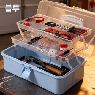 거와스 다용도 투명 3단 수납함, 1개, 블랙