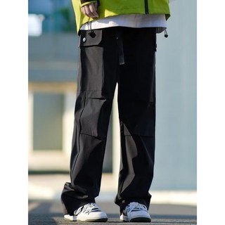 潮牌薄款時尚帥氣外穿工裝褲男百搭休閒顯瘦口袋設計小衆褲子男女