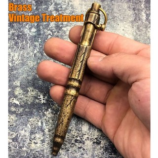 호신용 새로운 스테인레스 스틸 전술 펜 빈티지 디자인 펜 볼트 스위치 볼펜 삼단봉, 빈티지 황동, 1개