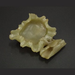 博古珍藏 和闐黃玉籽料纏枝荷葉筆洗 文房擺件 早期收藏 老件 超值回饋, 1個