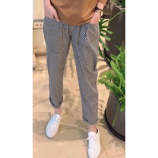 日系格子休閒長褲