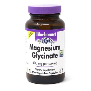Bluebonnet 甘胺酸鎂 400mg植物膠囊 無麩質, 120顆, 1罐