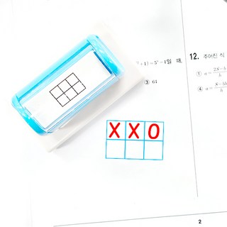 티처스 5칸 도장 3칸 네모 칸 스탬프 빈칸 오답 체크 수학 학습, 파랑, (9mm) 3칸 두줄 중형-블루