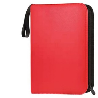 KOLKO卡片收納冊 附拉鍊保護 適用於遊戲王卡 寶可夢卡等多種卡片, 紅色【9宮格50透明內頁 900卡位】, 1個