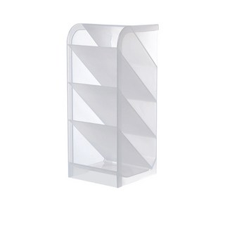 斜插式筆筒 磨砂透明收納盒 塑膠筆桶, 透明-大號, 1個