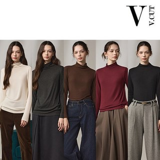 [브이컷] 여성 소프트 웜 하프넥 티블라우스 5종
