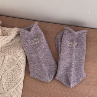 ScottyBear 熊 韓版 捲邊 羊絨襪 羊毛襪 愛心刺繡 保暖 親膚 軟糯 女襪 棉襪 襪子 ZG230