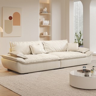 意式極簡布藝沙發 奶油風 三人直排沙發, 單人位【120cm】,抗菌貓爪絨布面料 雲感絲綿座包【寬80】