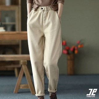 여성 캐주얼 팬츠 슬림 핏 살빼는 신축성 허리 단색 바지