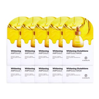 GOOKIN 구킨 화이트닝 글루타치온 앰플 기미잡티제거 피부톤개선 화이트닝 미백 마스크팩, 1개, 10개입