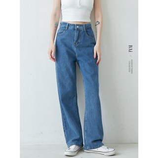 復古高腰牛仔褲 基本款寬褲 S-XXL號