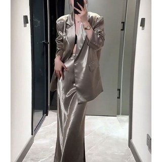高級感休閒西裝套裝裙 中長款西服外套 高腰半身裙兩件套 (2026年)