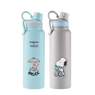 Corelle Brands 康寧餐具 史努比聯名款1200ml超大容量304不鏽鋼保溫瓶, 藍色, 1個, 1200ml