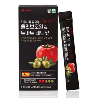 비타루트 유기농 엑스트라버진 올리브오일 토마토 듀얼 올토샷 스틱 20ml 10포, 1박스, 200g