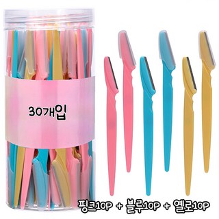 웨버몰 눈썹칼 눈썹정리칼 핑크10p+블루10p+옐로10p, 30개입, 혼합색상