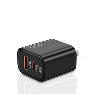 45W GaN Neo充電器 雙孔快充頭 PD3.0 QC3.0 快速充電器 手機 平板 適用, 黑色, 1個