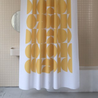 원세븐나인 패브릭 샤워커튼, 레트로플로-옐로 L (180X208cm), 1개